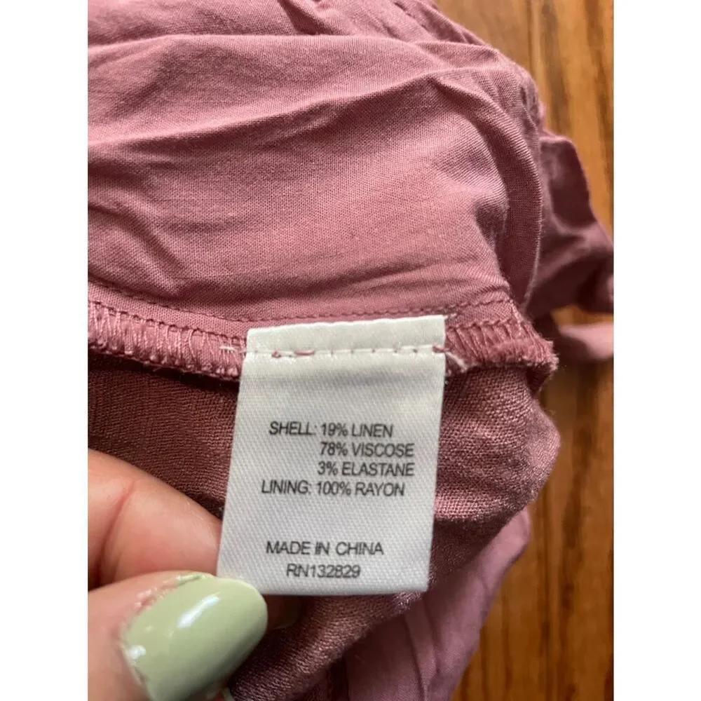 Majorelle Andrea Mauve Linen Tie Front Linen Romper Women’s Sz XS